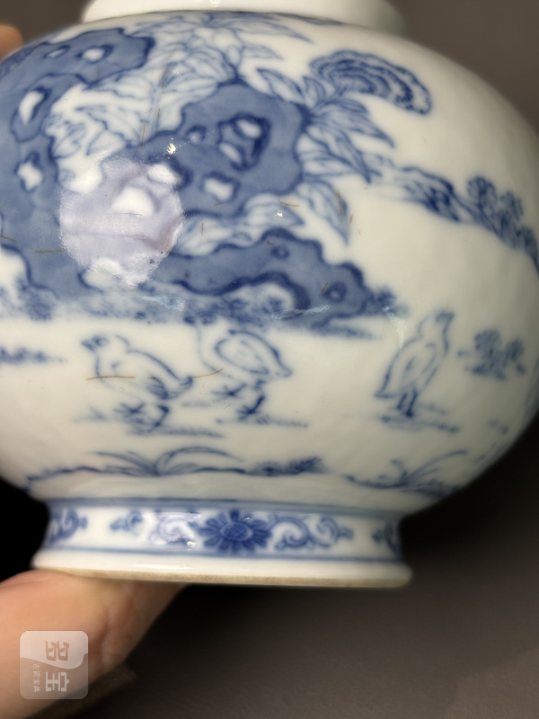 清雍正 青花官上加官图罐 - 图11